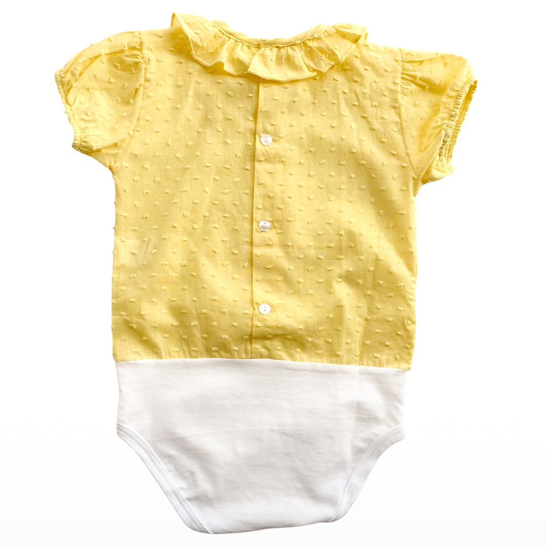 Body camisa amarillo manga corta de plumeti - Amapuches