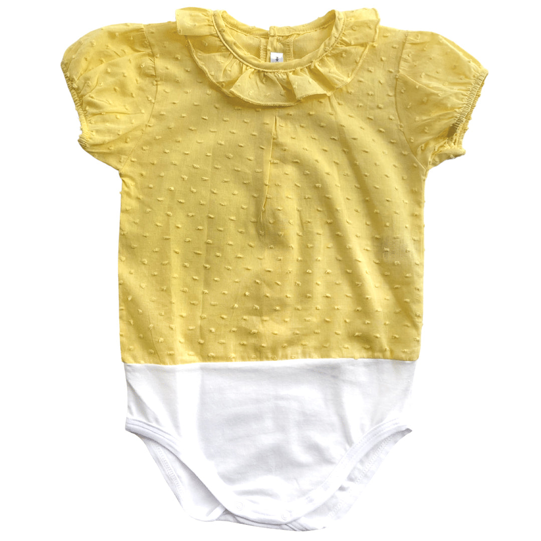 Body camisa amarillo manga corta de plumeti - Amapuches