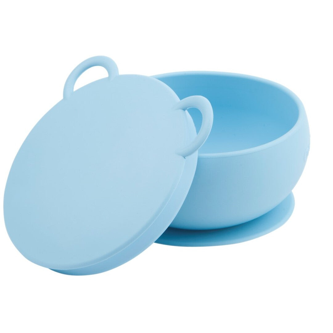 Bol de silicona azul con tapa y ventosa - Amapuches