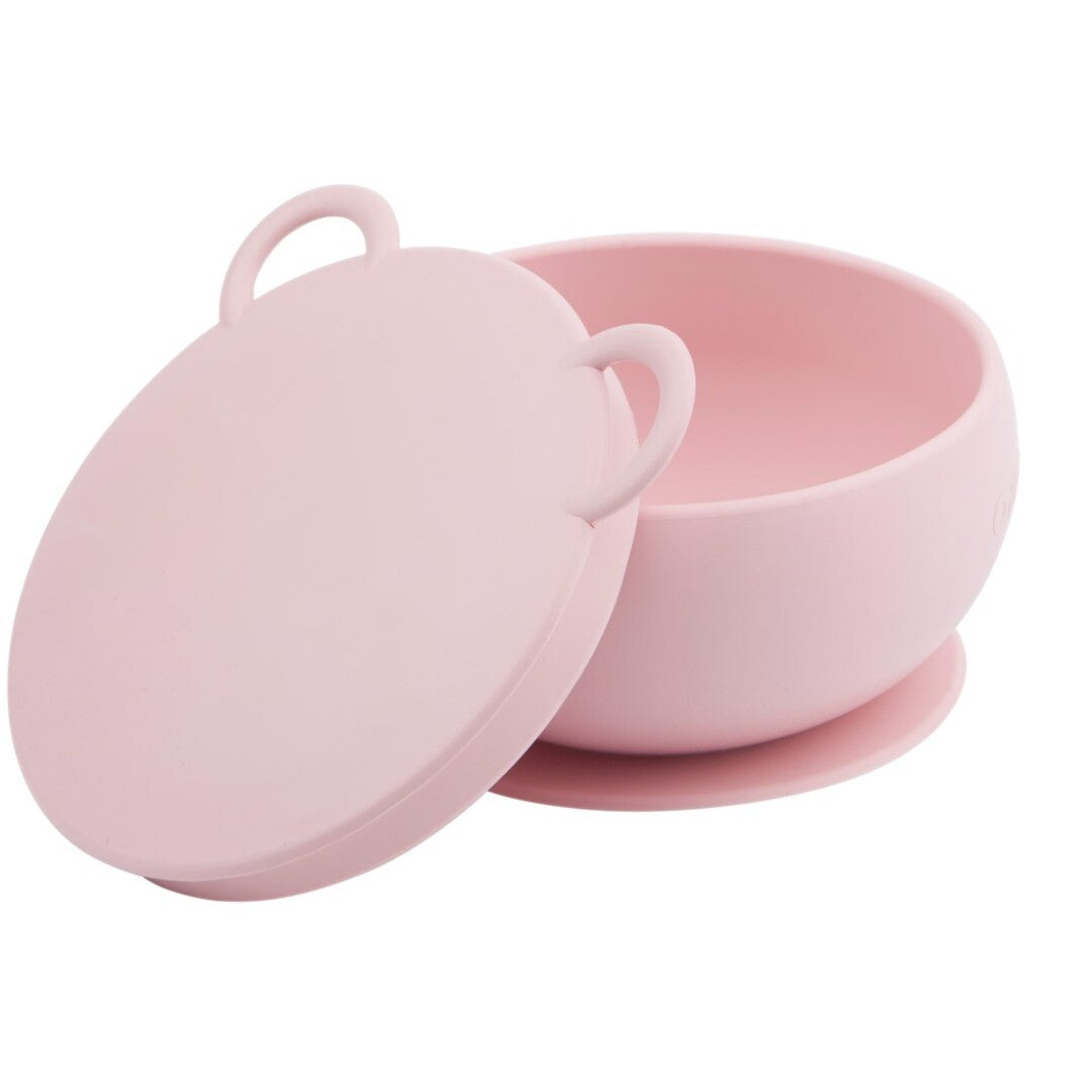 Bol de silicona rosa con tapa y ventosa - Amapuches
