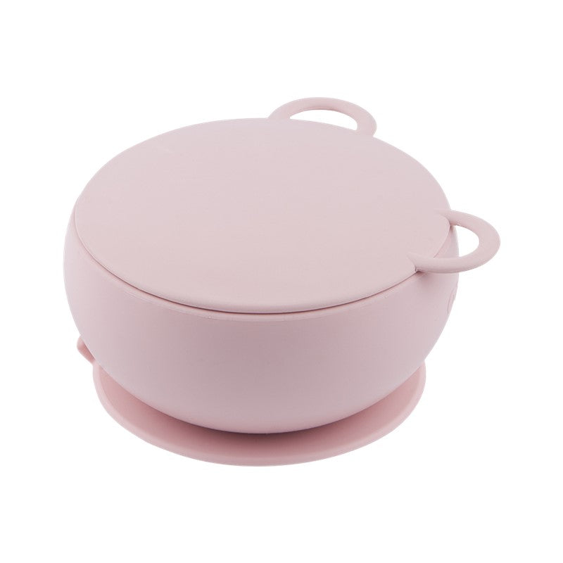 Bol de silicona rosa con tapa y ventosa - Amapuches