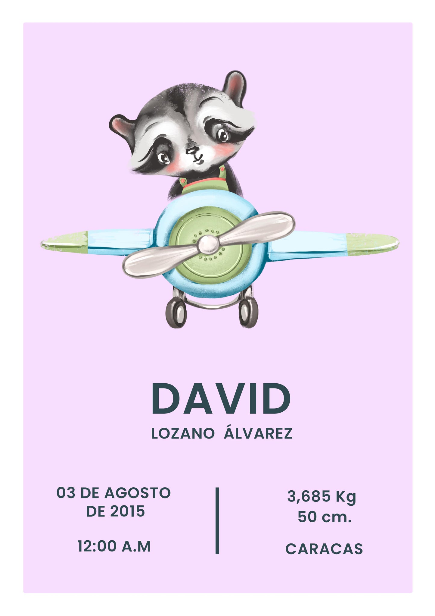 Póster personalizable. Modelo David - Amapuches