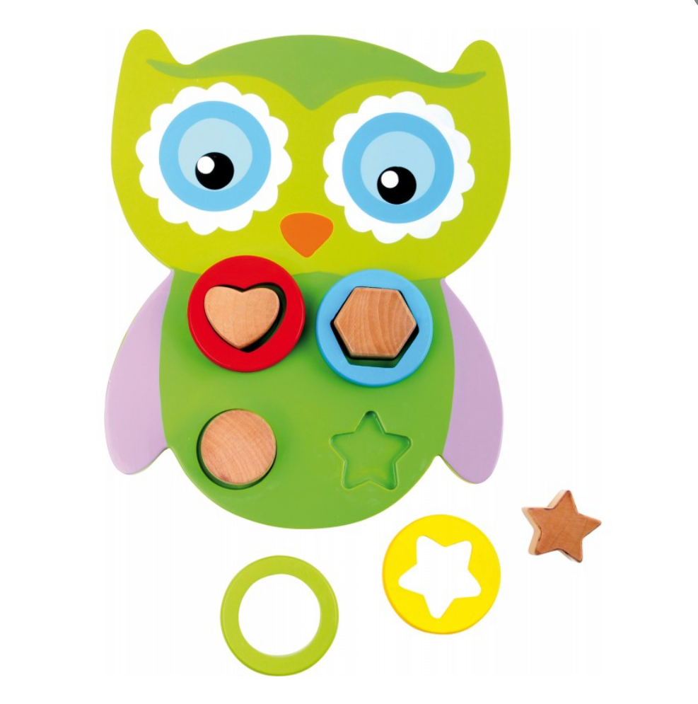 Juego lechuza para ordenar y encajar formas - Amapuches