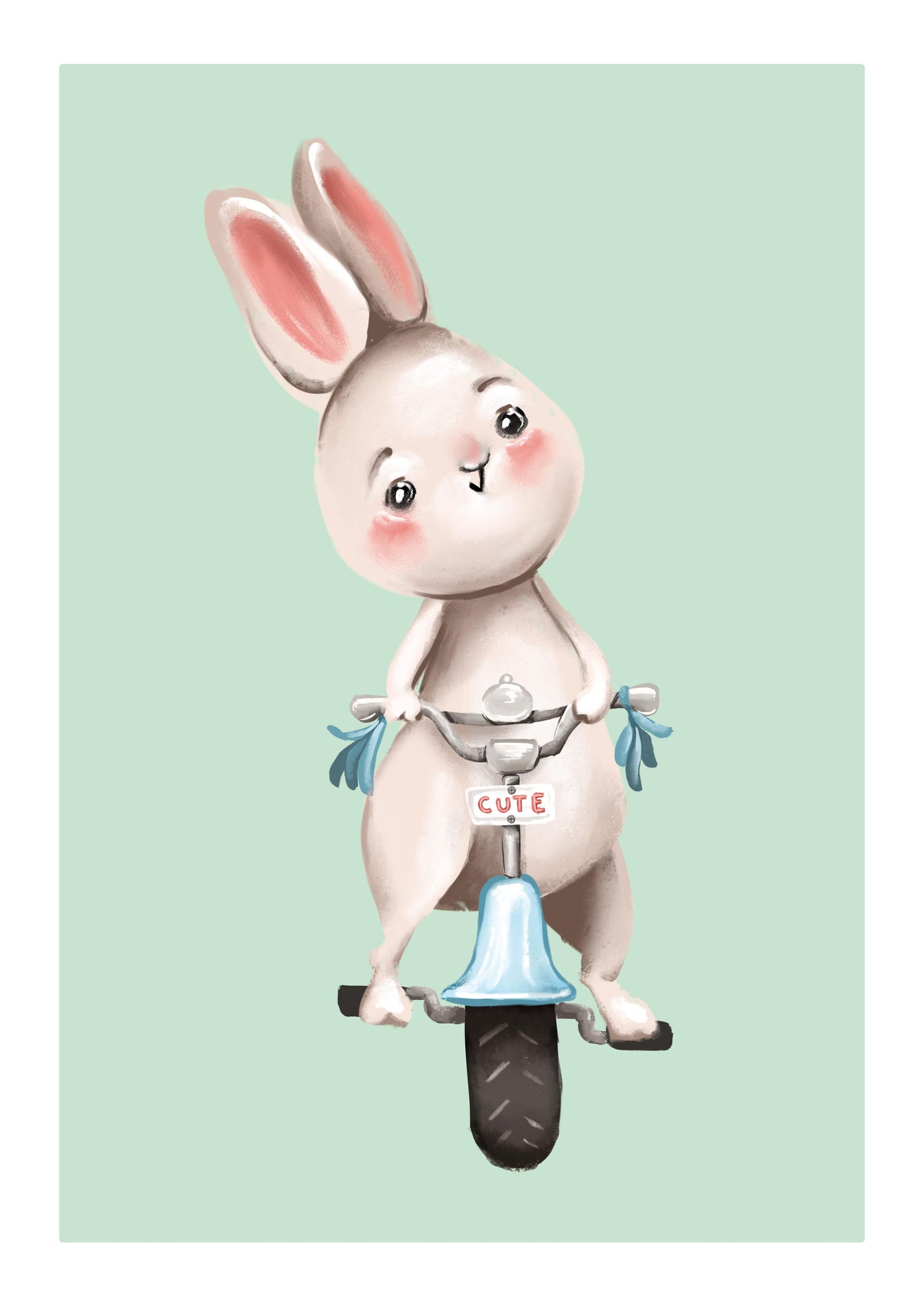 Póster minimalista para la habitación del bebé. Modelo Conejo Motorista - Amapuches