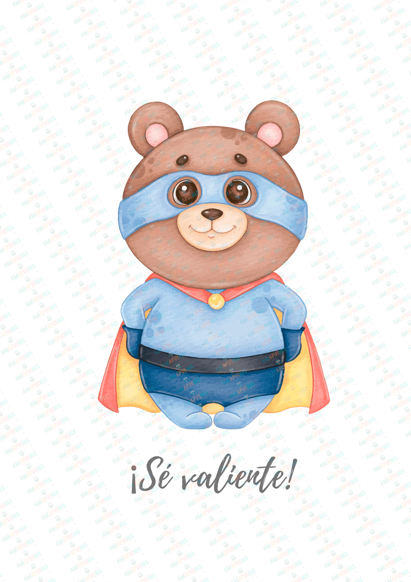 Póster minimalista para la habitación del bebé. Modelo Oso Be Brave - Sé valiente - Amapuches