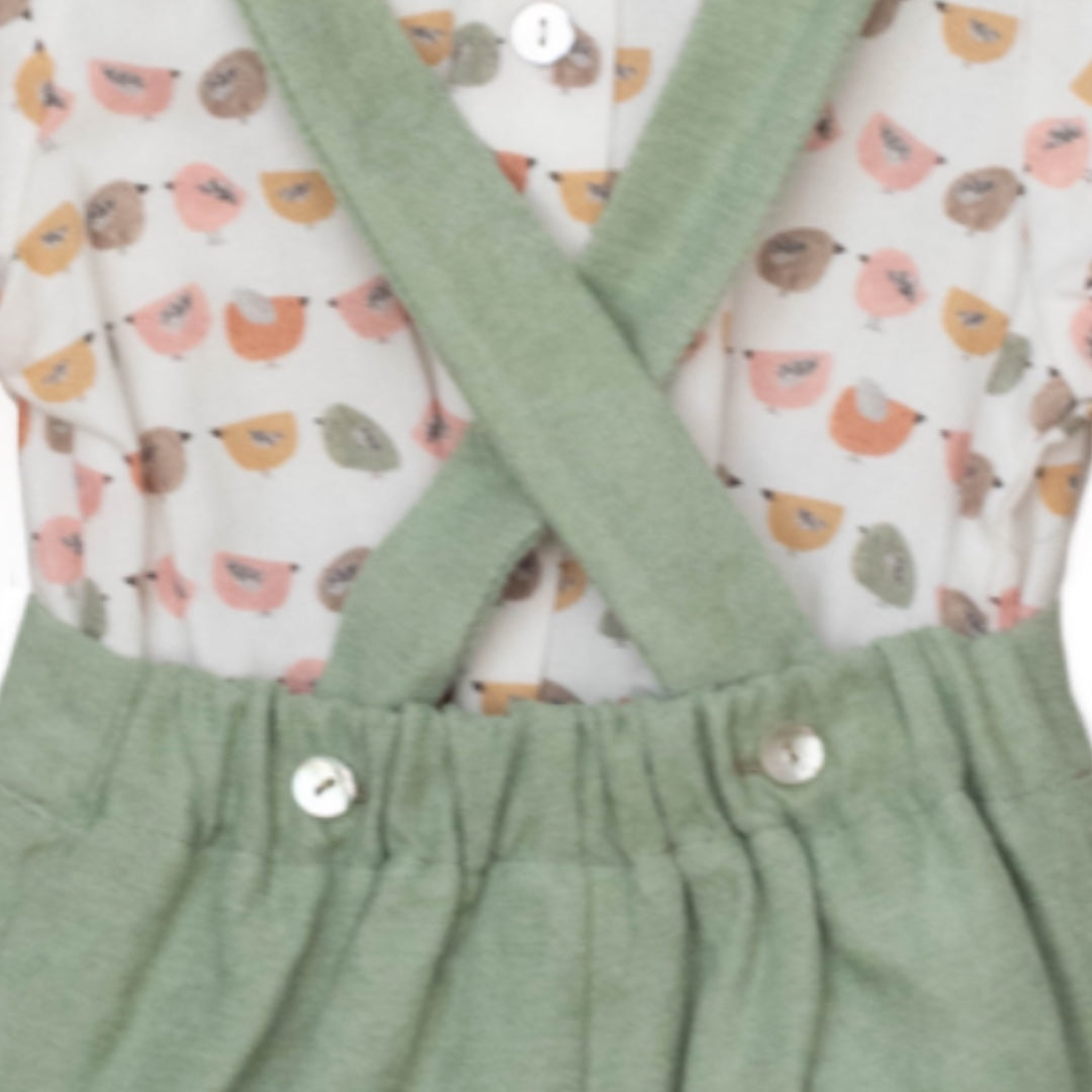 Conjunto camisa y peto pajaritos bebé niño - Amapuches