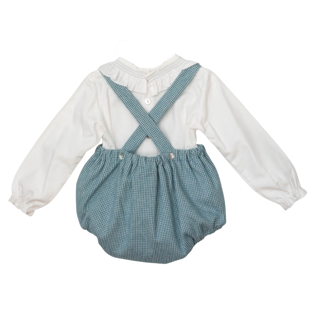Conjunto camisa y peto bebé niño estampado Houndstooth - Amapuches