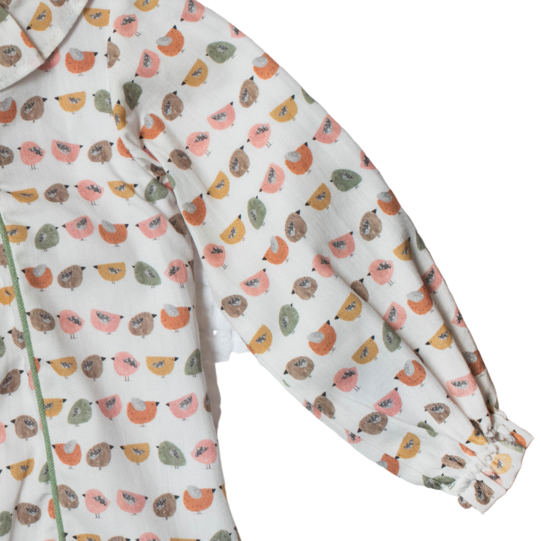 Conjunto pajaritos bebé niña vestido manga larga y cubrepañal - Amapuches