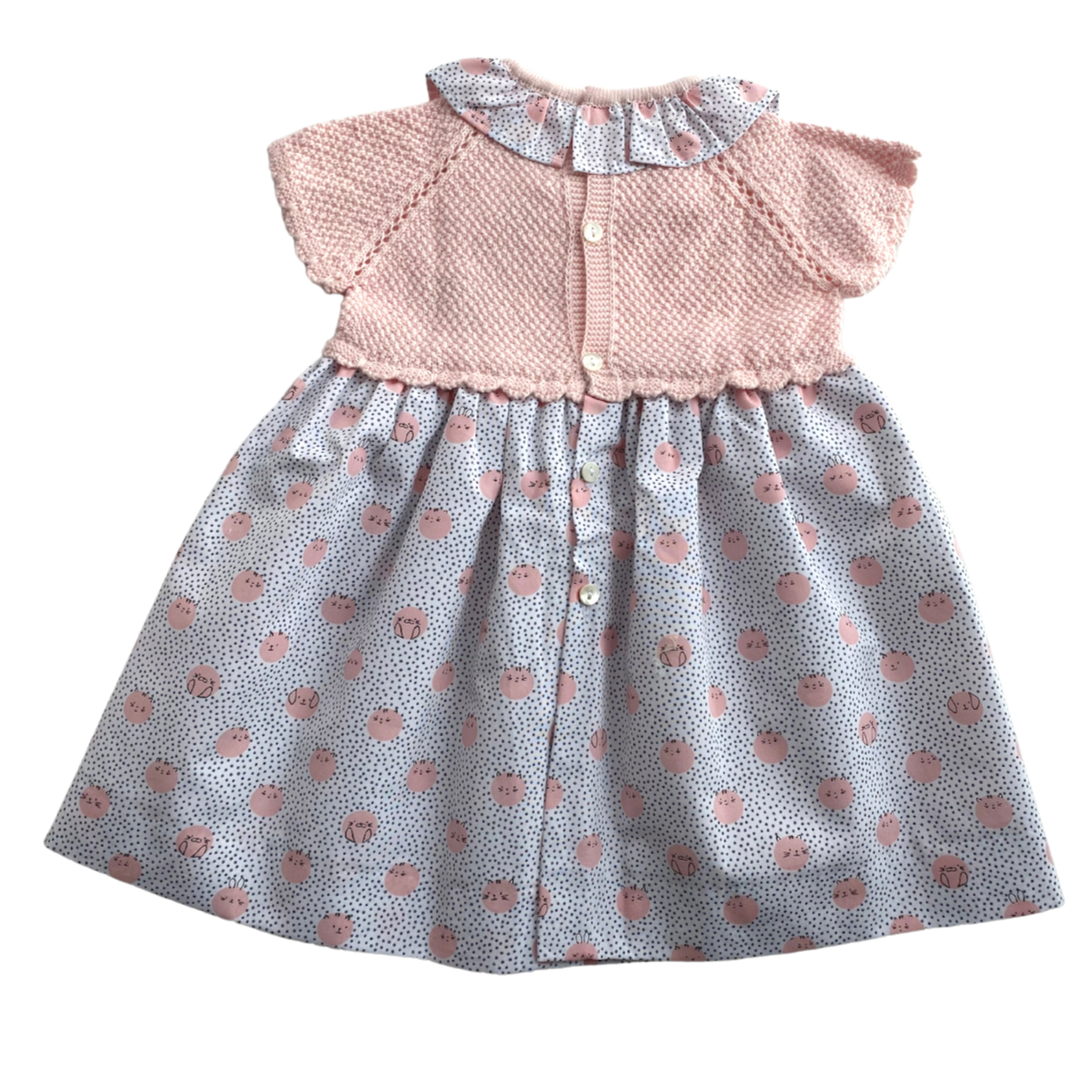 Vestido para bebé manga corta con tejido y tela de algodón - Amapuches