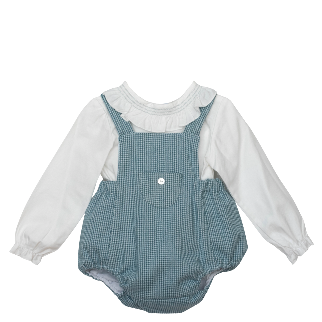 Conjunto camisa y peto bebé niño estampado Houndstooth - Amapuches