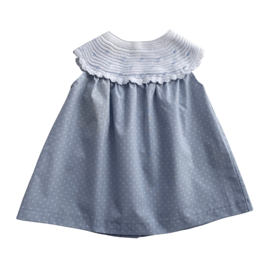 Conjunto vestido con topitos y boba para bebé - Amapuches