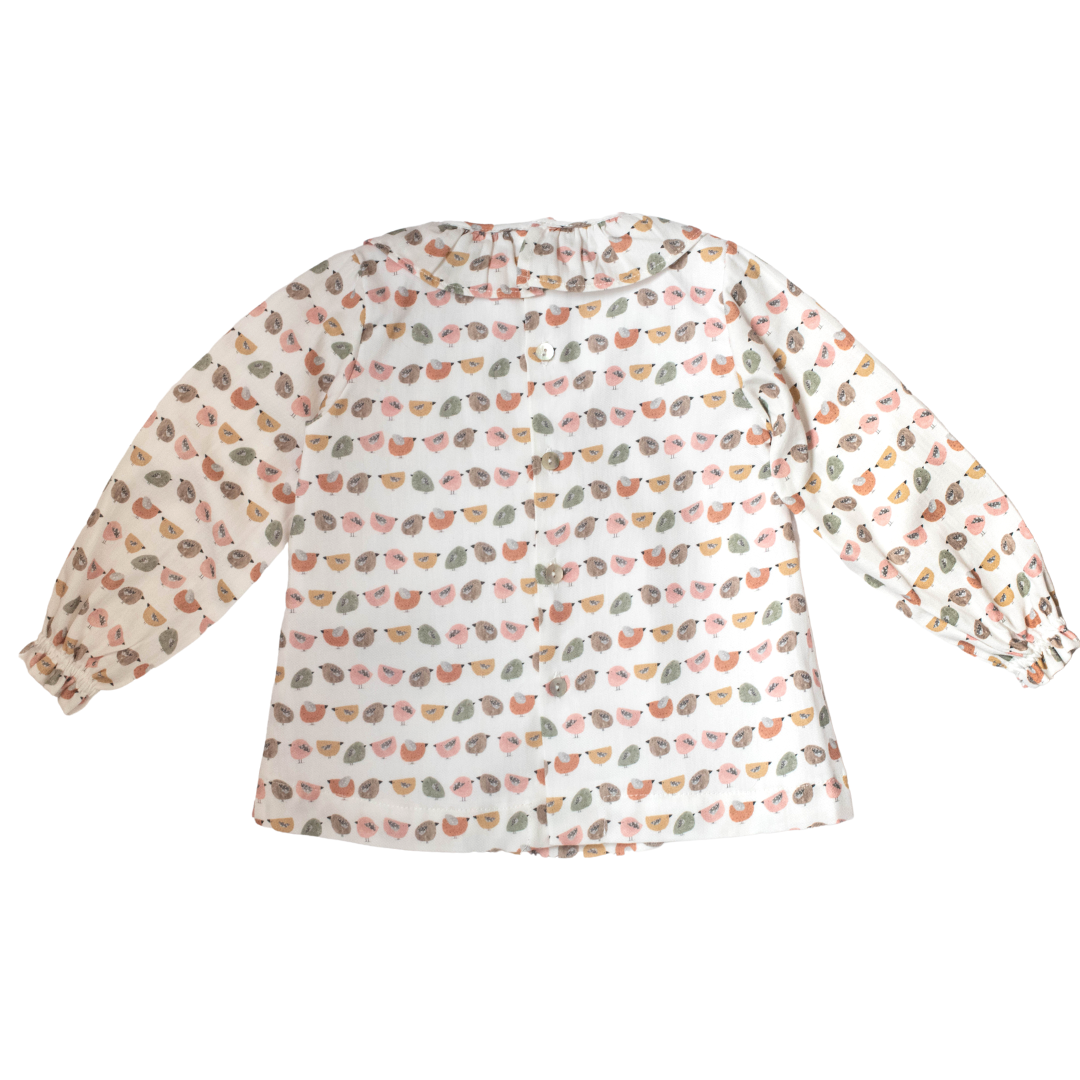 Conjunto pajaritos bebé niña vestido manga larga y cubrepañal - Amapuches
