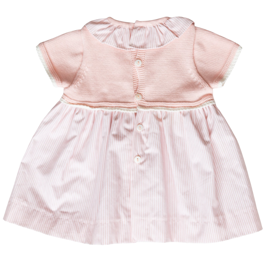 Vestido bebé manga corta con tejido y tela de algodón - Amapuches