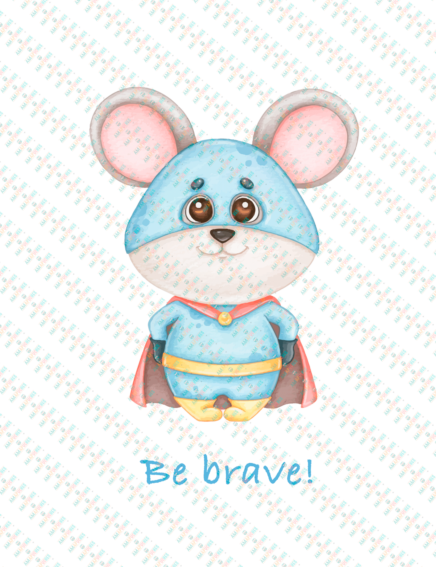 Póster minimalista para la habitación del bebé. Modelo Ratón Be Brave - Sé valiente - Amapuches