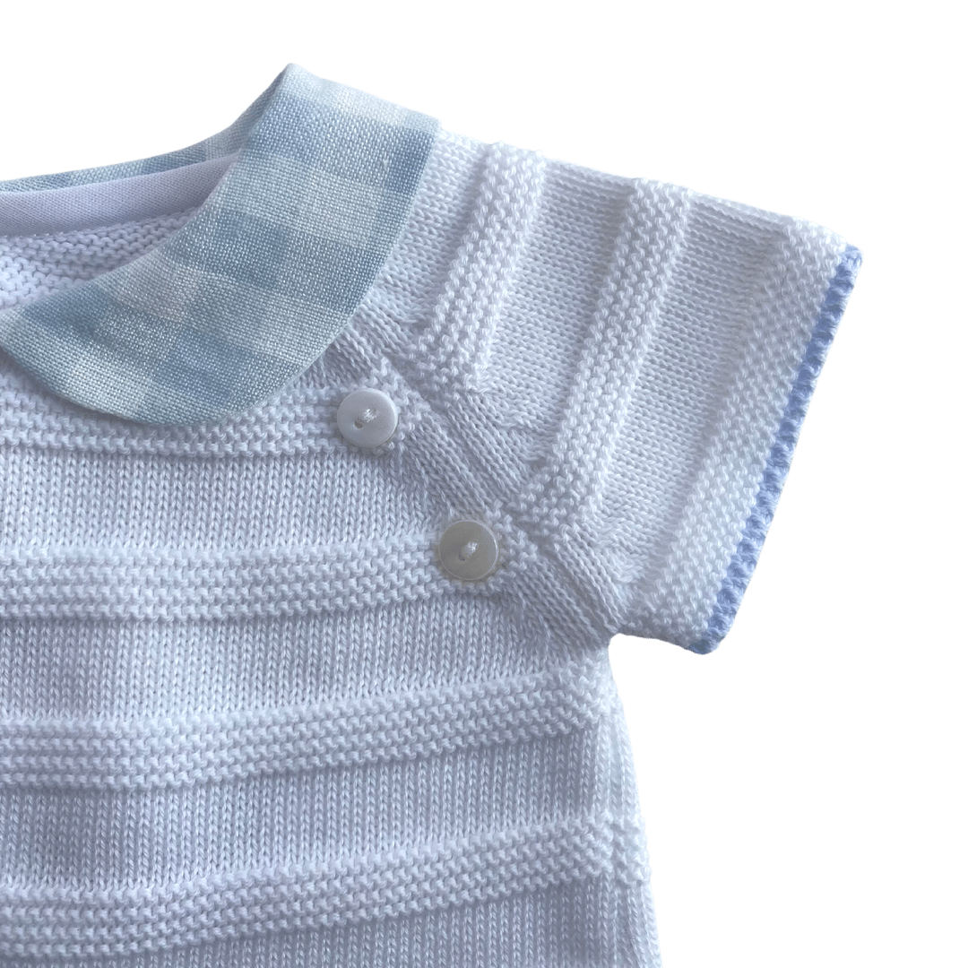 Conjunto bebé manga corta con tejido de algodón y tela Vichy - Amapuches