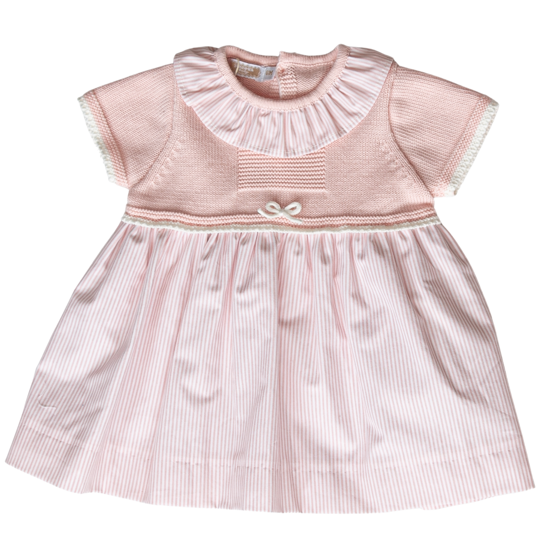 Vestido bebé manga corta con tejido y tela de algodón - Amapuches