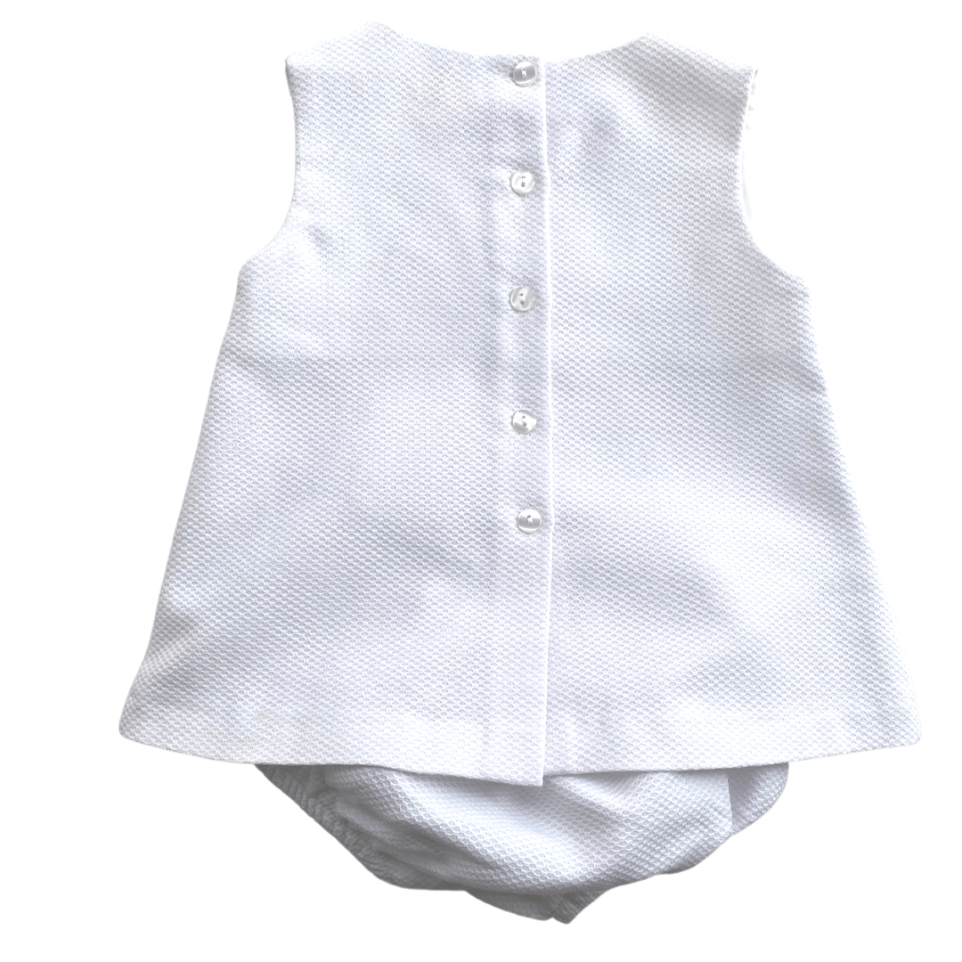 Conjunto vestido para bebé sin mangas en tela de piqué - Amapuches