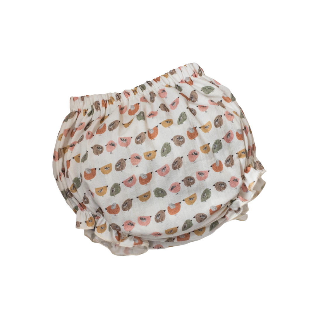 Conjunto pajaritos bebé niña vestido manga larga y cubrepañal - Amapuches