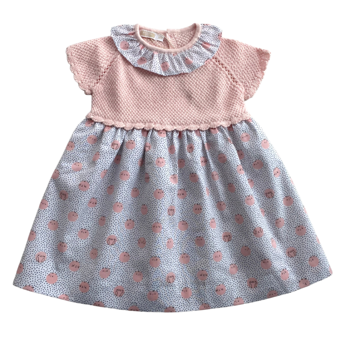 Vestido para bebé manga corta con tejido y tela de algodón - Amapuches