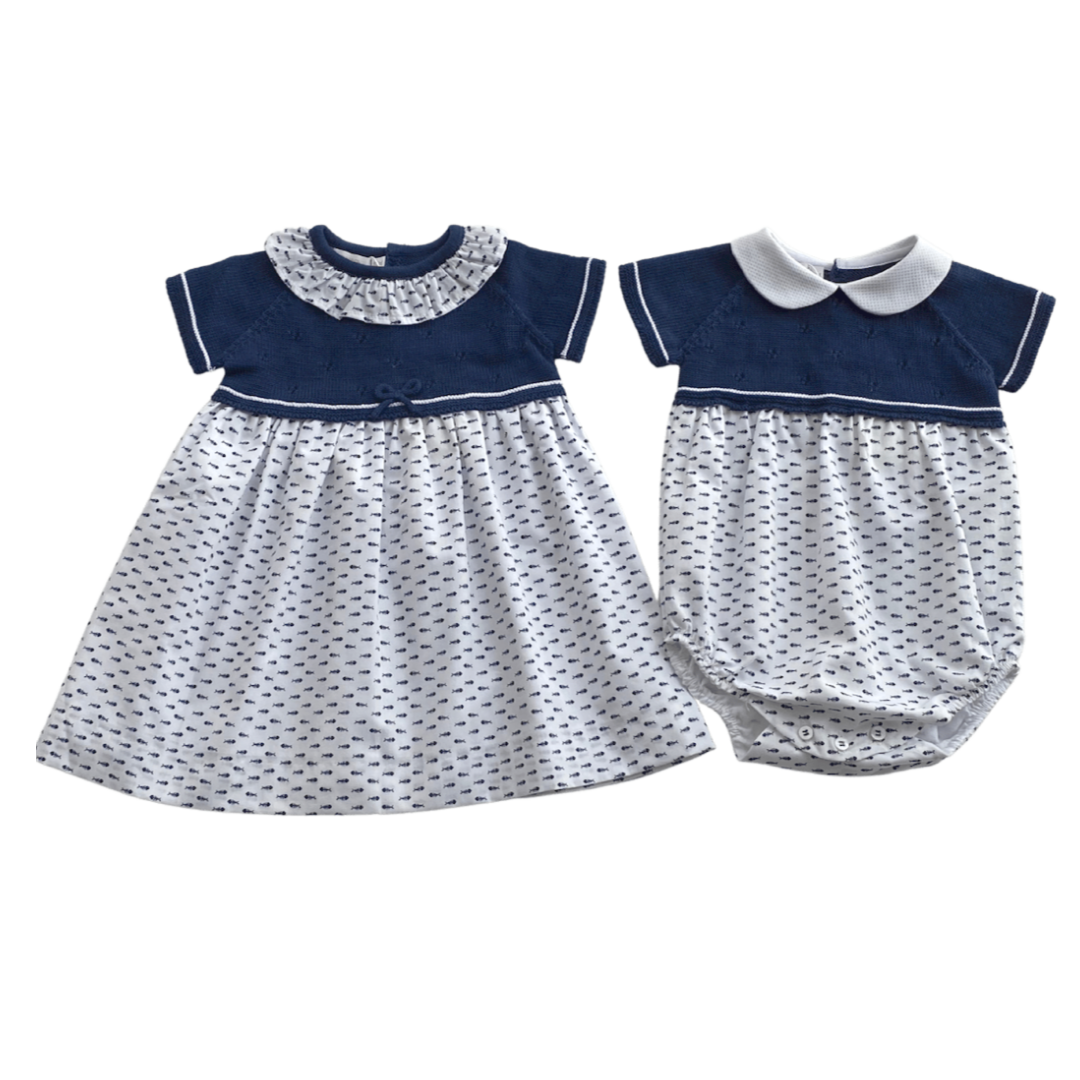 Vestido para bebé manga corta con tejido y tela de algodón - Amapuches