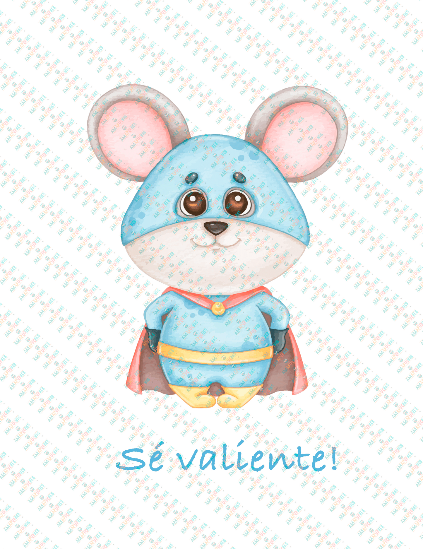 Póster minimalista para la habitación del bebé. Modelo Ratón Be Brave - Sé valiente - Amapuches