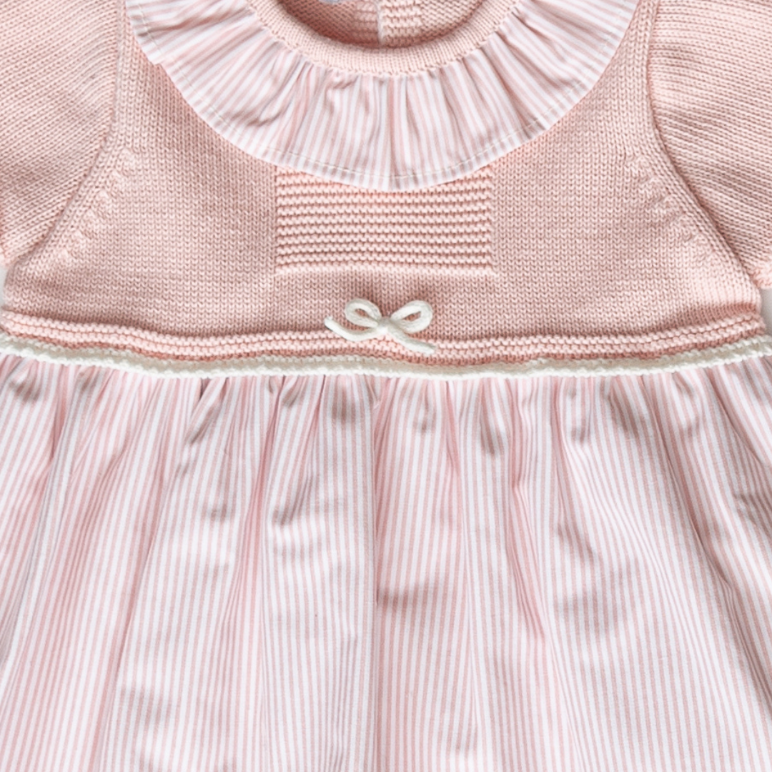 Vestido bebé manga corta con tejido y tela de algodón - Amapuches