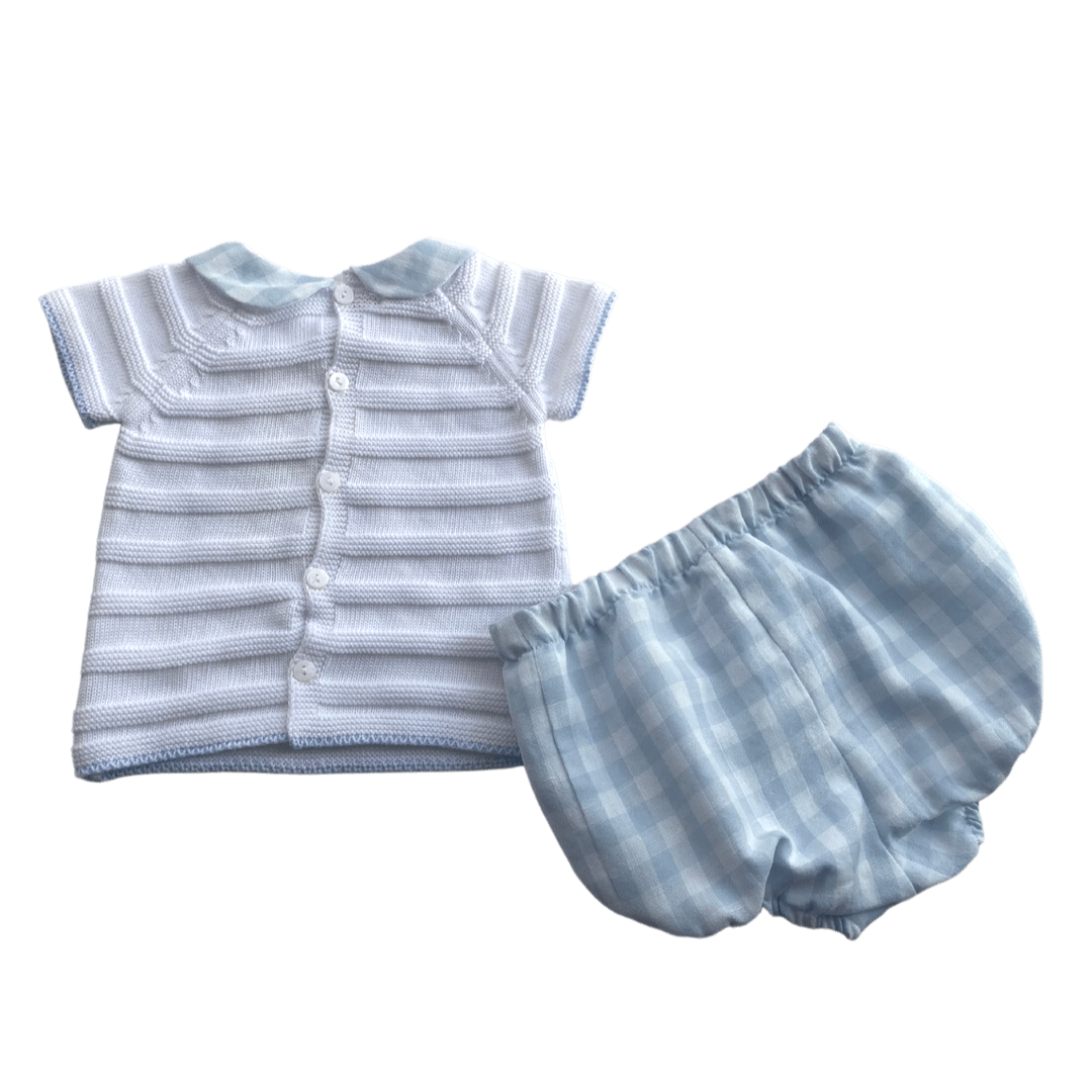 Conjunto bebé manga corta con tejido de algodón y tela Vichy - Amapuches