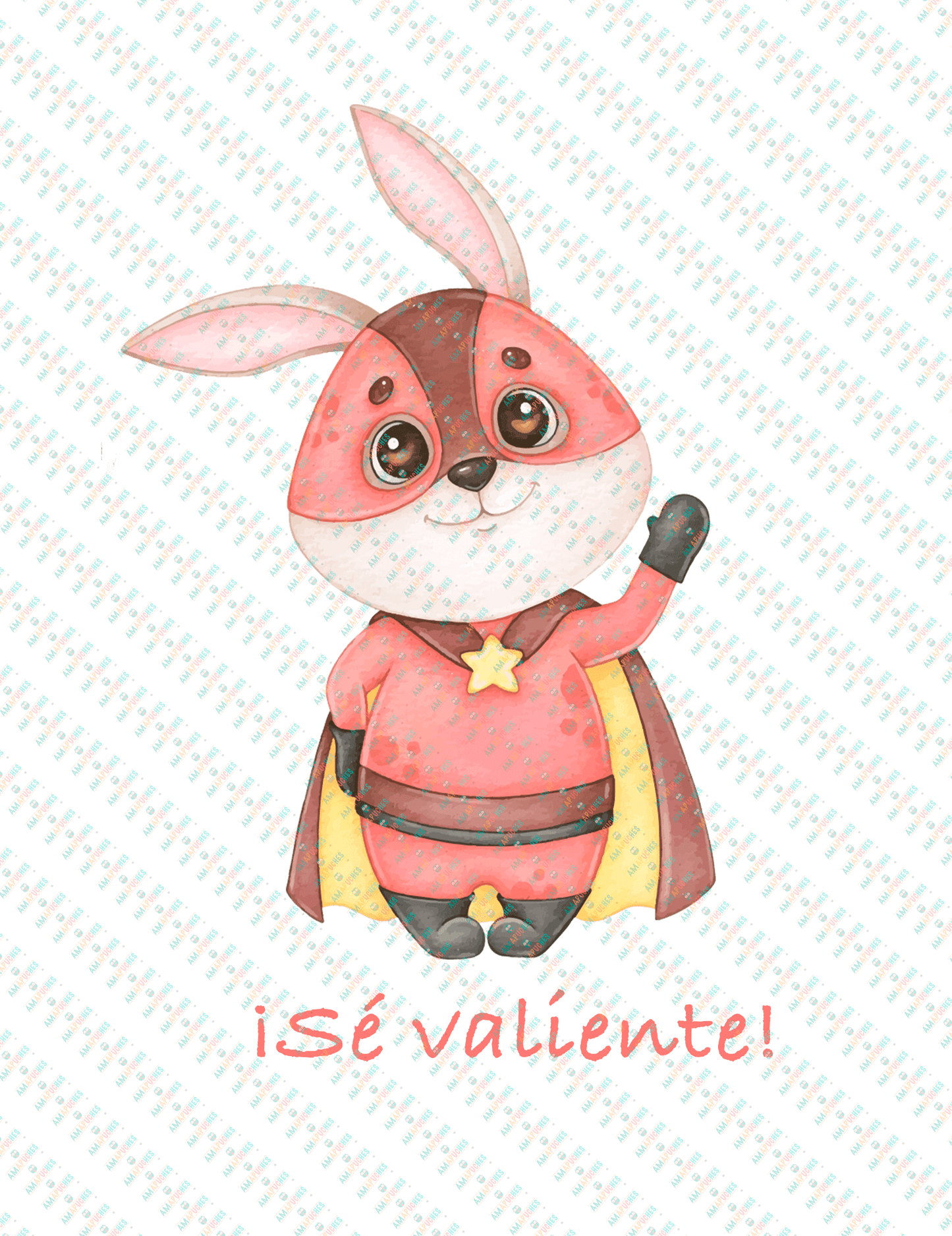 Póster minimalista para la habitación del bebé. Modelo Conejo Be Brave - Sé valiente - Amapuches