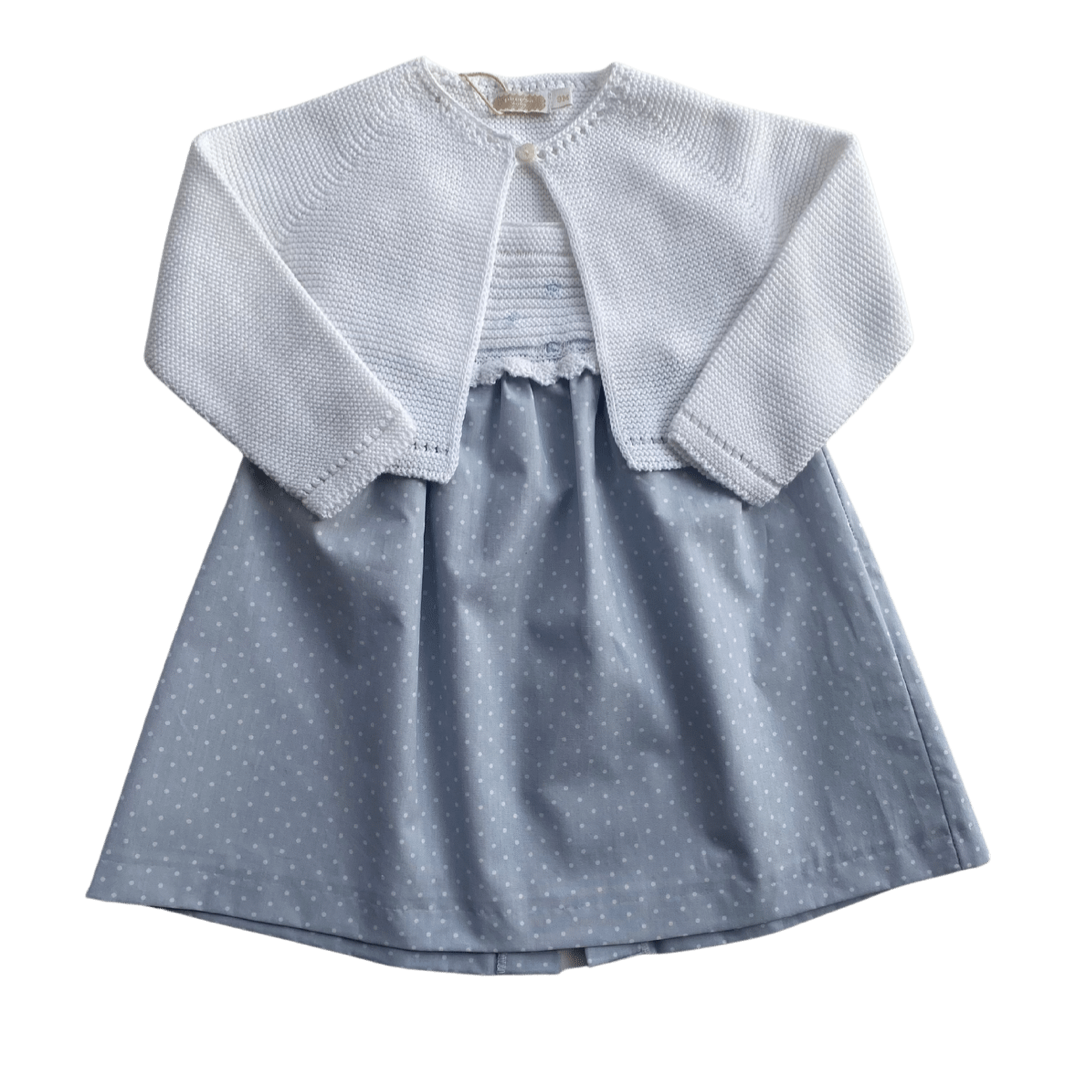 Conjunto vestido con topitos y boba para bebé - Amapuches