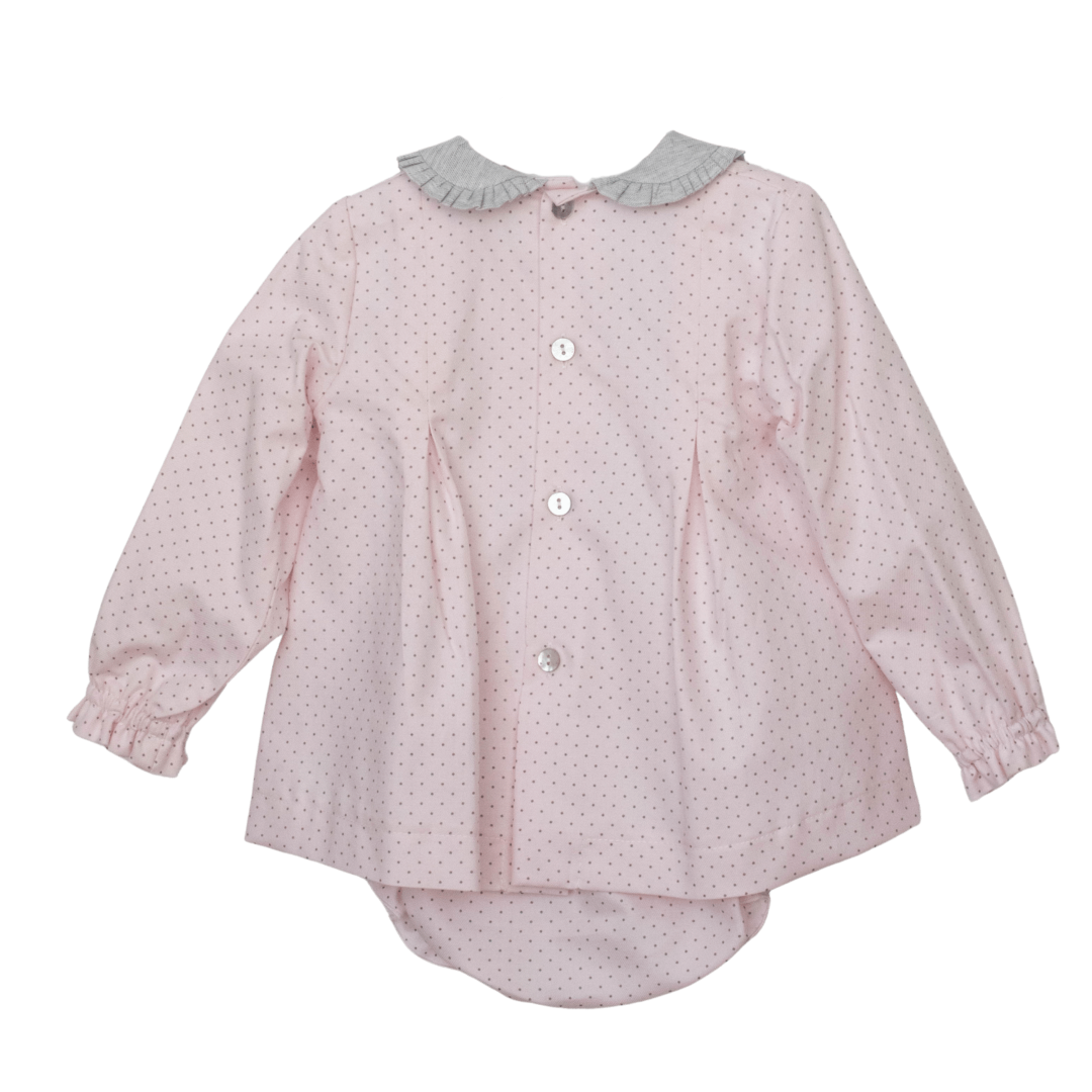 Conjunto bebé niña vestido manga larga con cubrepañal y capota - Amapuches