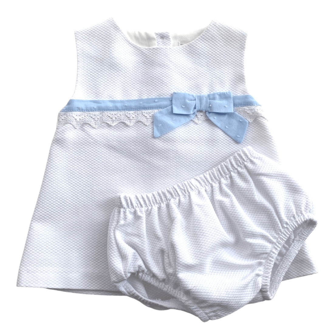 Conjunto vestido para bebé sin mangas en tela de piqué - Amapuches