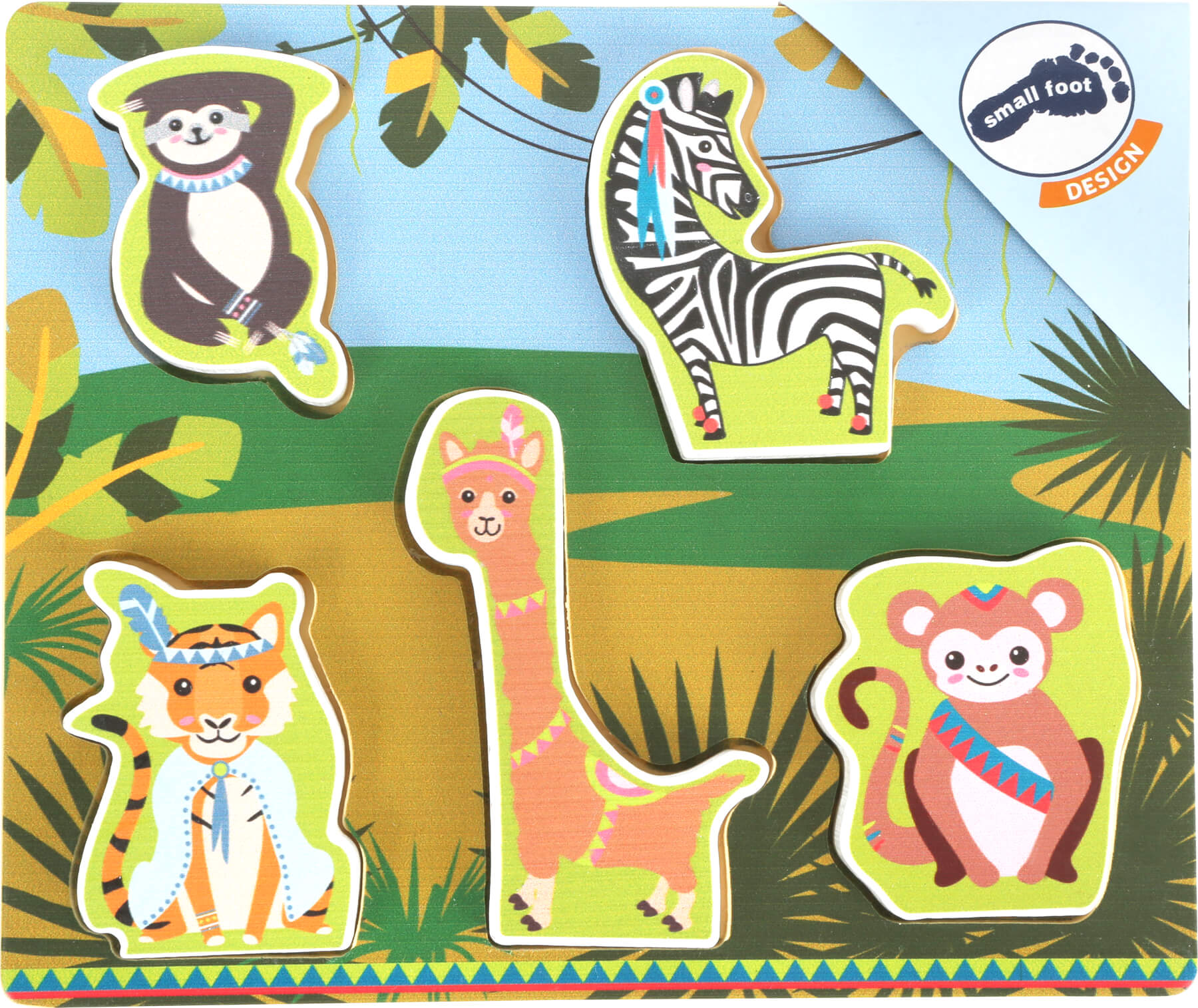 Puzzle de encajables de madera con animales de la selva - Amapuches