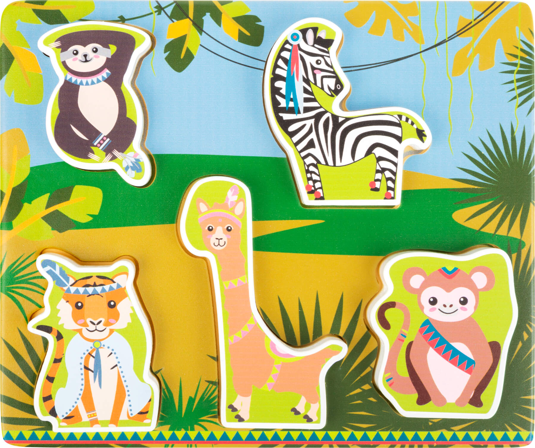 Puzzle de encajables de madera con animales de la selva - Amapuches