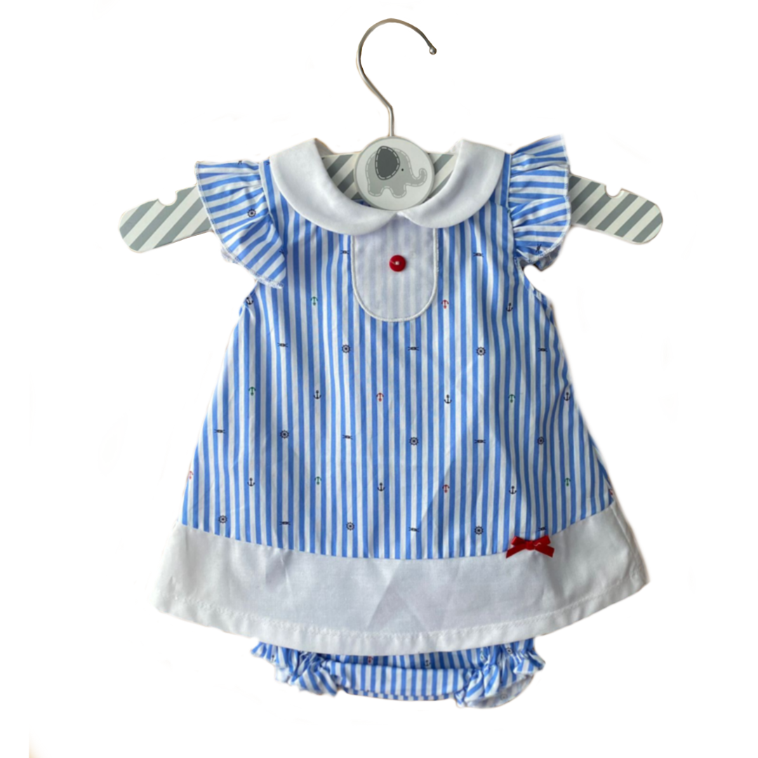 Conjunto vestido marinero sin mangas en tela de algodón - Amapuches