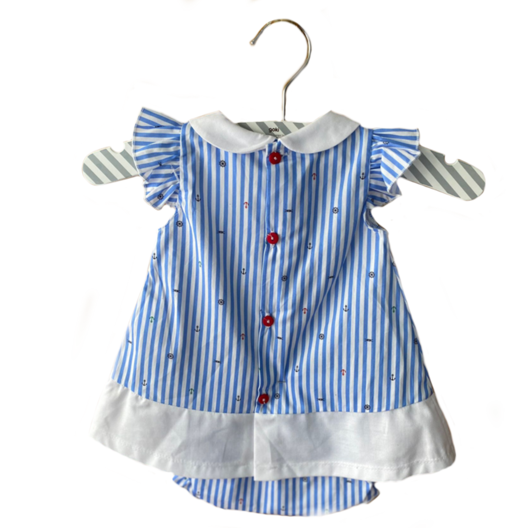 Conjunto vestido marinero sin mangas en tela de algodón - Amapuches