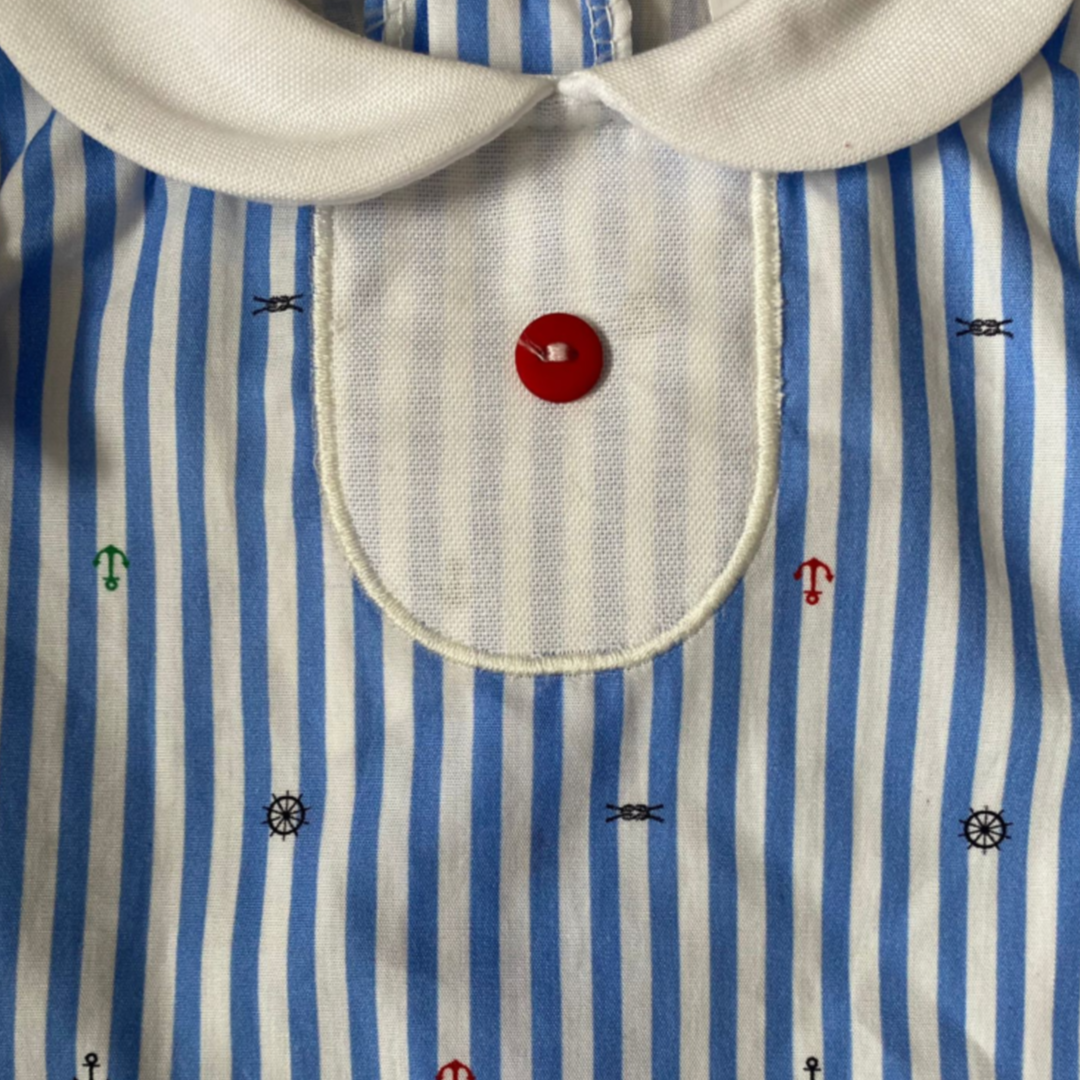 Conjunto vestido marinero sin mangas en tela de algodón - Amapuches