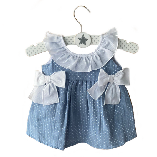 Vestido bebé niña sin mangas en tela de algodón con topitos blancos - Amapuches