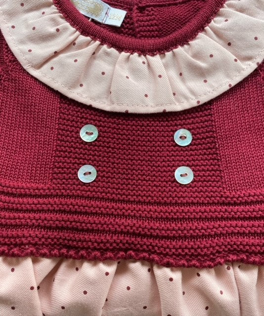 Vestido bebé manga larga con tejido y tela de algodón - Amapuches