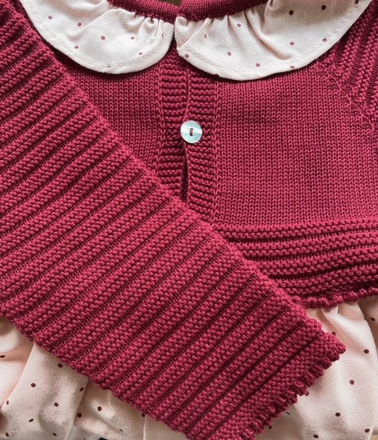 Vestido bebé manga larga con tejido y tela de algodón - Amapuches