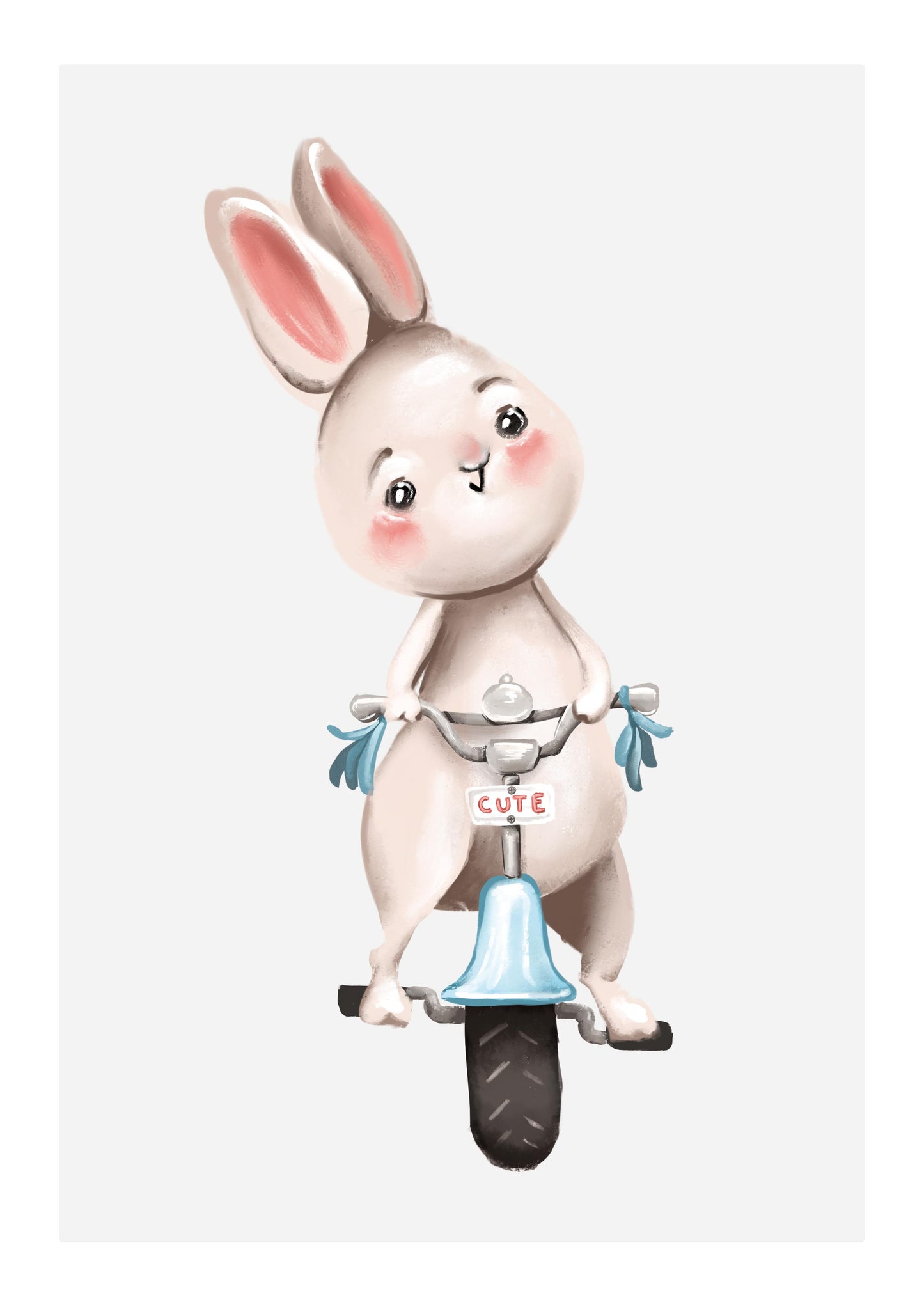 Póster minimalista para la habitación del bebé. Modelo Conejo Motorista - Amapuches